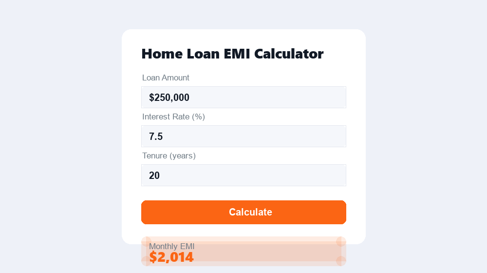 Home loan EMI calculator
